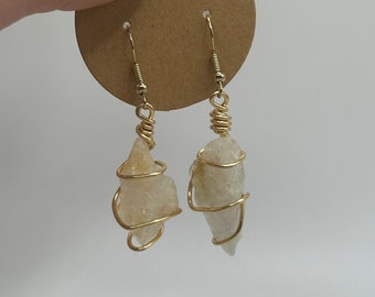 Wire Wrapped Citrine Earrings