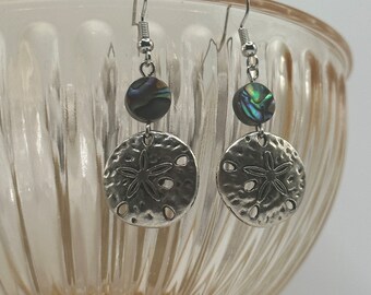 Sand Dollar Abalone Earrings