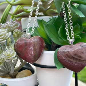 Petrified wood heart necklace
