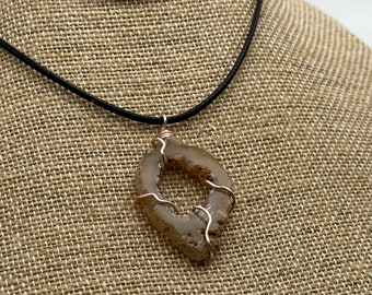 Wire Wrapped Geode Necklace