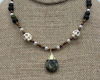 Skull Dragon Blood Jasper Choker