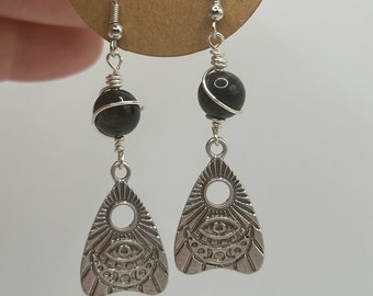Wire Wrapped Crystal Planchette Earrings