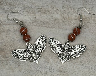 Red Jasper Death Moth Earrings