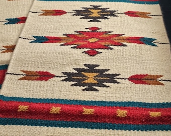 Southwestern Aztec Decor Rug Saltillo Hawkeye Textile Wall Hanging Mexico 38x17 Southwestern Area Rug|aztec Print Living Room Rugs|authentic  main image 4