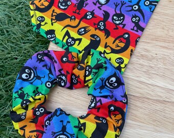 Bugsy Rainbow - Pet Bandanas & Matching Scrunchies