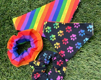 One Bark Avenue Paw Pride - Pet Bandanas & Matching Scrunchies