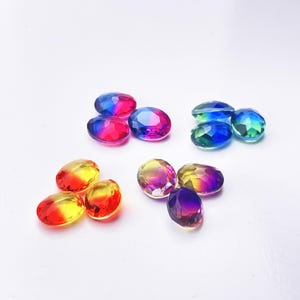 10x8mm Gradient Oval Crystal | 5 Pcs | Purple Yellow | Pink Blue | Orange Yellow | Green Blue