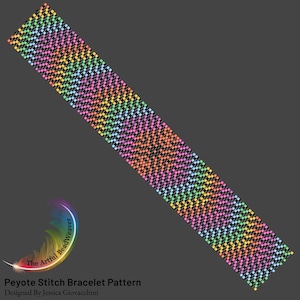 Armband med lysande pulser och udda antal peyotepärlor | Endast mönster |