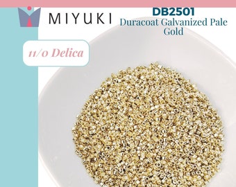 DB2501 Duracoat Galvanized Pale Gold Miyuki Delica Bead | Size 11/0 | 3 Inch Tube (about 7 Grams)