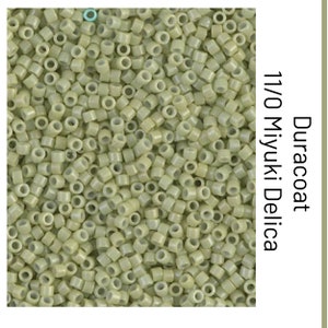 DB2123 Duracoat Opaque Dyed Light Khaki Green Miyuki Delica Bead | Size 11/0 | Japanese Seed Beads | Beadweaving & Beadwork Supply