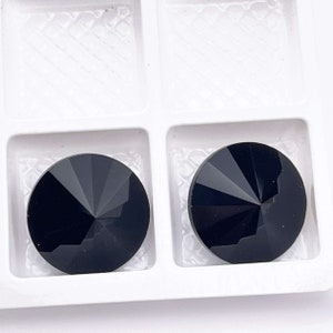 Black Rivoli Crystal: 14mm Faceted Rhinestone Fancy Stone (4pcs)