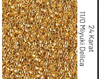 DB0031 24kt Gold Plated Miyuki Delica Bead | 24 Karat Gold Plated Seed Beads | Size 11/0 | 5 Grams | Beadwork Supply | Beading Supply