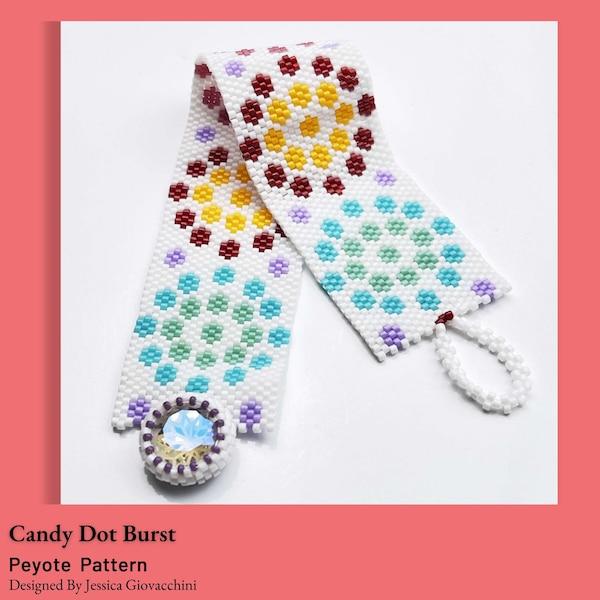 Candy Dot Burst Odd Count Peyote Bracelet Beadwork Bead weaving Pattern | Digital Pattern Only