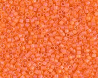 DB0855 Matte Transparent Red Orange AB Miyuki Delica Bead | Size 11/0 | Japanese Seed Beads | Beadweaving & Beadwork Supply