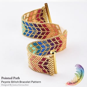 Pointed Path Odd Count Peyote Beadwork Bracelet Pattern