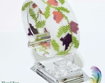 Bloemen leuk zelfs peyote-armband kralenwerk kraal weefpatroon | Alleen digitaal patroon