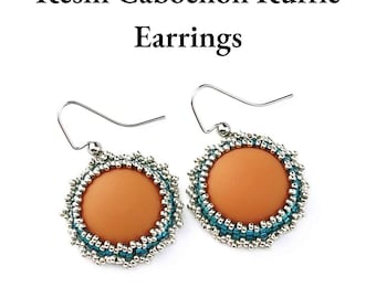 Resin Cabochon Ruffle Earrings 18mm Peyote Bezel Step By Step Tutorial