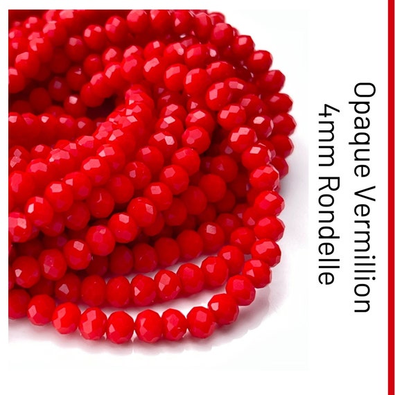 Lot De 100 Toupies En Cristal Preciosa 4 Mm - Couleur Rouge Corail Foncé (dark Red Coral) - Neuf, Fabrication Française