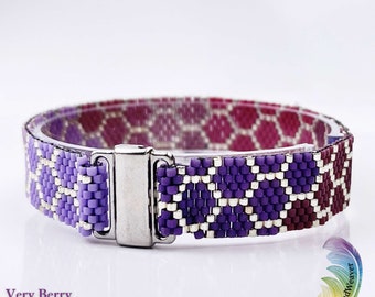 Very Berry Even Count Peyote Beadwork Bracelet | Pattern Only | Flower Pattern Bracelet Design