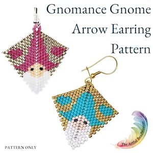 Gnomance Gnome Pierced Arrow Kite Shape Beadwork Earrings | Pattern Only | Valentine's Day Earring Pattern