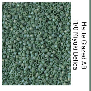 DB2311 Matte Opaque Turtle Green Glazed AB Miyuki Delica Bead | Size 11/0 | Japanese Seed Beads | Beadweaving & Beadwork Supply