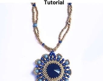18mm Rivoli Pendant Peyote Bezel Step By Step Tutorial