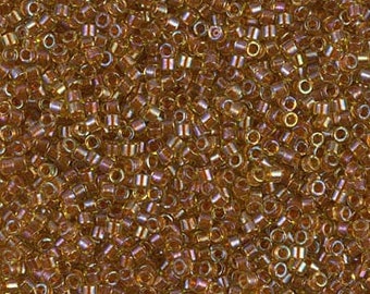 DB1735 Sparkling Dark Topaz Lined Chartreuse Luster Miyuki Delica Bead | Size 11/0 | Japanese Seed Beads | Beadweaving & Beadwork Supply