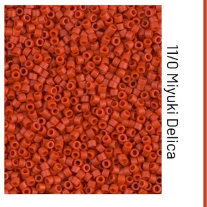 DB0795 Matte Dyed semi-frosted Opaque Cinnabar Miyuki Delica Bead | Size 11/0 | Japanese Seed Beads | Beadweaving & Beadwork Supply