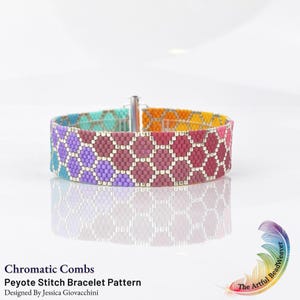Chromatic Combs Even Count Peyote Beadwork Bracelet Pattern