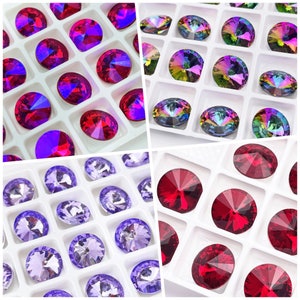 14mm Faceted Rivoli Silver Foiled Pointed Back Crystal Fancy Stone | Rhinestone Crystal | | Multiple Colors | 4pcs