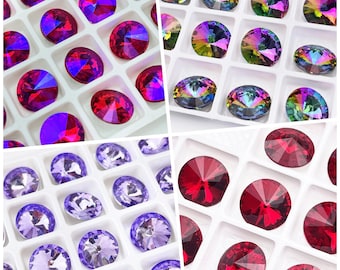 14mm Faceted Rivoli Silver Foiled Pointed Back Crystal Fancy Stone | Rhinestone Crystal | | Multiple Colors | 4pcs