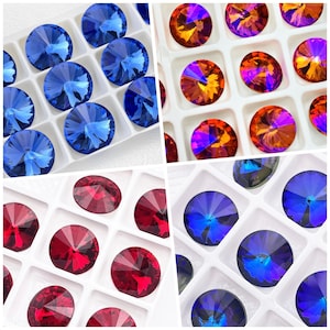 Cristal rivoli facetté et fond pointu 14 mm | Cristal strass | 4 pièces
