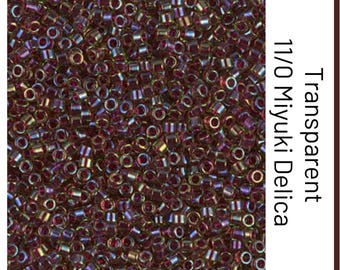 DB1748 Cranberry Lined Chartreuse AB 11/0 Miyuki Delica Beads
