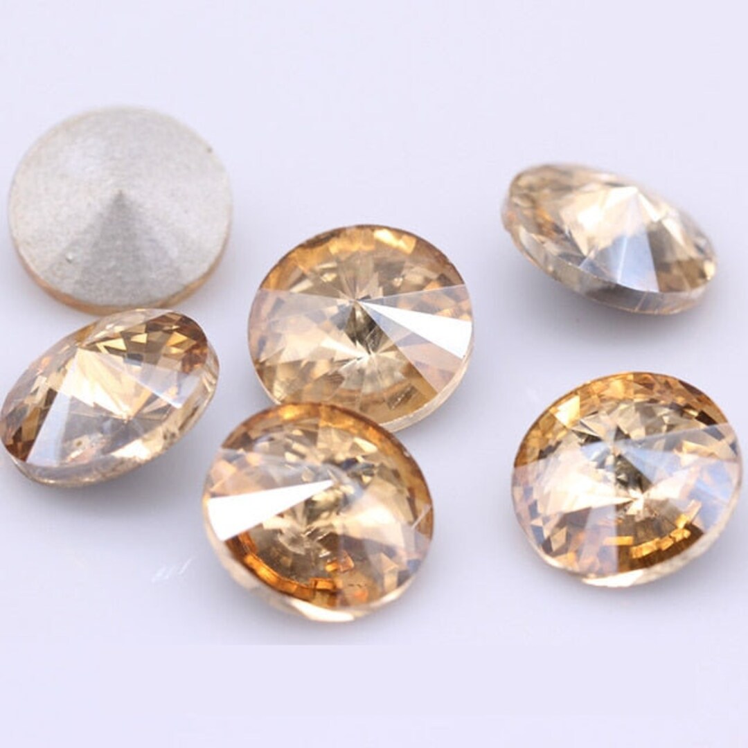 Uxcell Pointed Back Rhinestones, 50 Pcs 8mm Round Glass Rhinestone Faceted Crystal Gems For Nail Arts Crafts Lake Blue