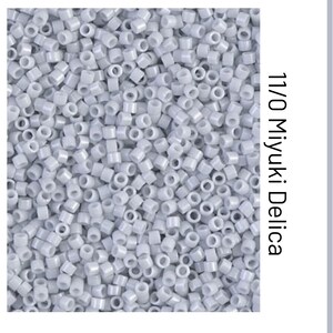 DB0209 Opaque White Lt. Gray Blue Glazed Luster Miyuki Delica Bead | Size 11/0 | Japanese Seed Bead | Beadweaving & Beadwork Supply DB0209-1
