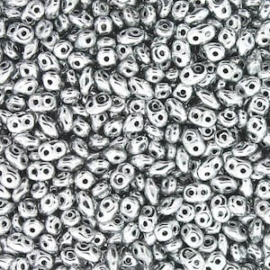Full Labrador Silver Czech Glass Matubo Superduo 2 Hole Beads | 2 Inch Tube | Appx. 8 Grams | Super Duo Beads for Beadwork and Beading