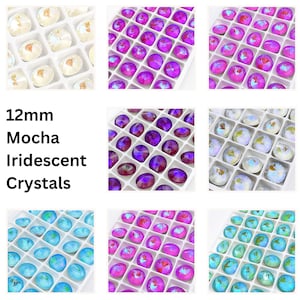 12mm Gleam Mocha Iridescent Rivoli Crystal | Faceted Pointed Back Crystal Fancy Stone | Rhinestone Crystal | 4pcs