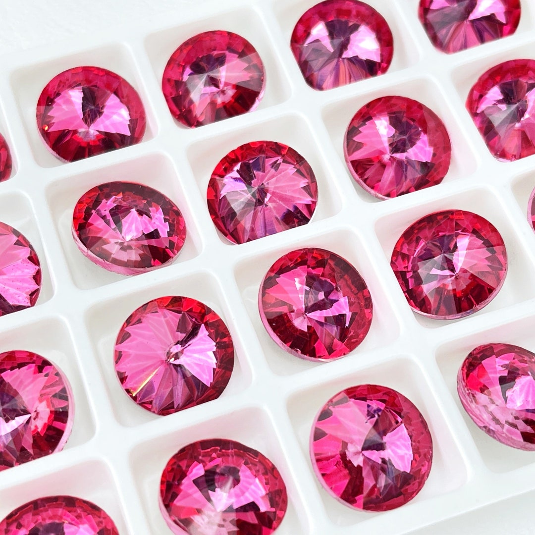 14mm Light Rose Rivoli Crystal Faceted Silver Foiled Pointed Back ...