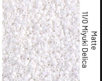 DB0351 Matte White AB Miyuki Delica Bead | Size 11/0 | Japanese Seed Beads | Beadweaving & Beadwork Supply