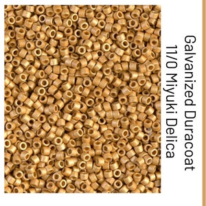 DB1832F Duracoat Galvanized Matte Gold Miyuki Delica Bead | Size 11/0 | Japanese Seed Beads | Beadweaving & Beadwork Supply