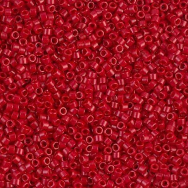 DB0791 Dyed Semi-Matte Opaque Bright Apple Red Miyuki Delica Bead | Size 11/0 | Japanese Seed Beads | Beadweaving & Beadwork Supply