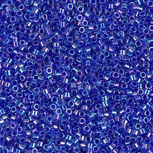 DB0063 Cobalt Lined Sapphire AB Miyuki Delica Bead | Size 11/0 | Japanese Seed Beads | Beadweaving & Beadwork Supply