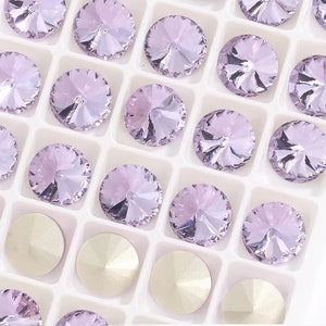 10mm Violet Foiled Pointed-back Round Crystal | 5pcs