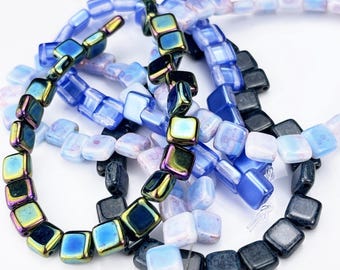 Tegelkralen met twee gaatjes van 6 mm voor het maken van sieraden | Tegelkralen | Tsjechische glaskralen | 25 stuks | Diverse kleuren