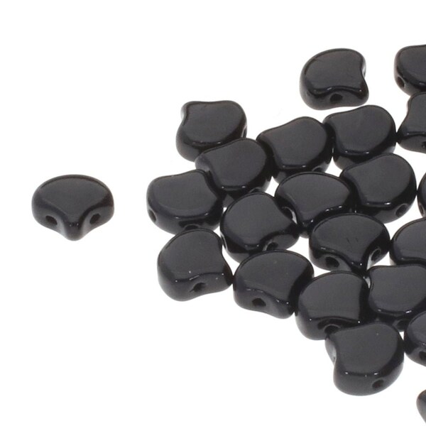 Jet Black Ginko 2 Hole 7.5 mm Leaf - Fan Shaped Beads 5 Inch Tube