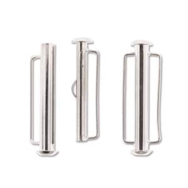 Silver BeadSmith Slide Bar Clasp with Bar Loops | Slide Tube Clasps, with Bar Loops