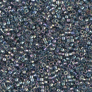 DB0111 Transparent Blue Gray Rainbow Gold Luster Miyuki Delica Bead | Size 11/0 | Japanese Seed Beads | Beadweaving & Beadwork Supply