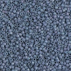 DB0376 Matte Opaque Steel Blue Gold Luster AB Miyuki Delica Bead | Size 11/0 | Japanese Seed Beads | Beadweaving & Beadwork Supply