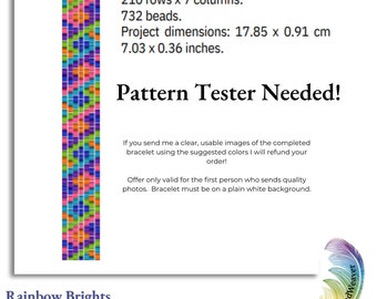 Rainbow Brights Narrow Odd count Peyote Bracelet Pdf Pattern| Pattern Only |