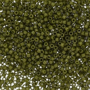 DB2357 Duracoat Opaque Dyed Army Green Miyuki Delica Bead | Size 11/0 | Japanese Seed Beads | Beadweaving & Beadwork Supply
